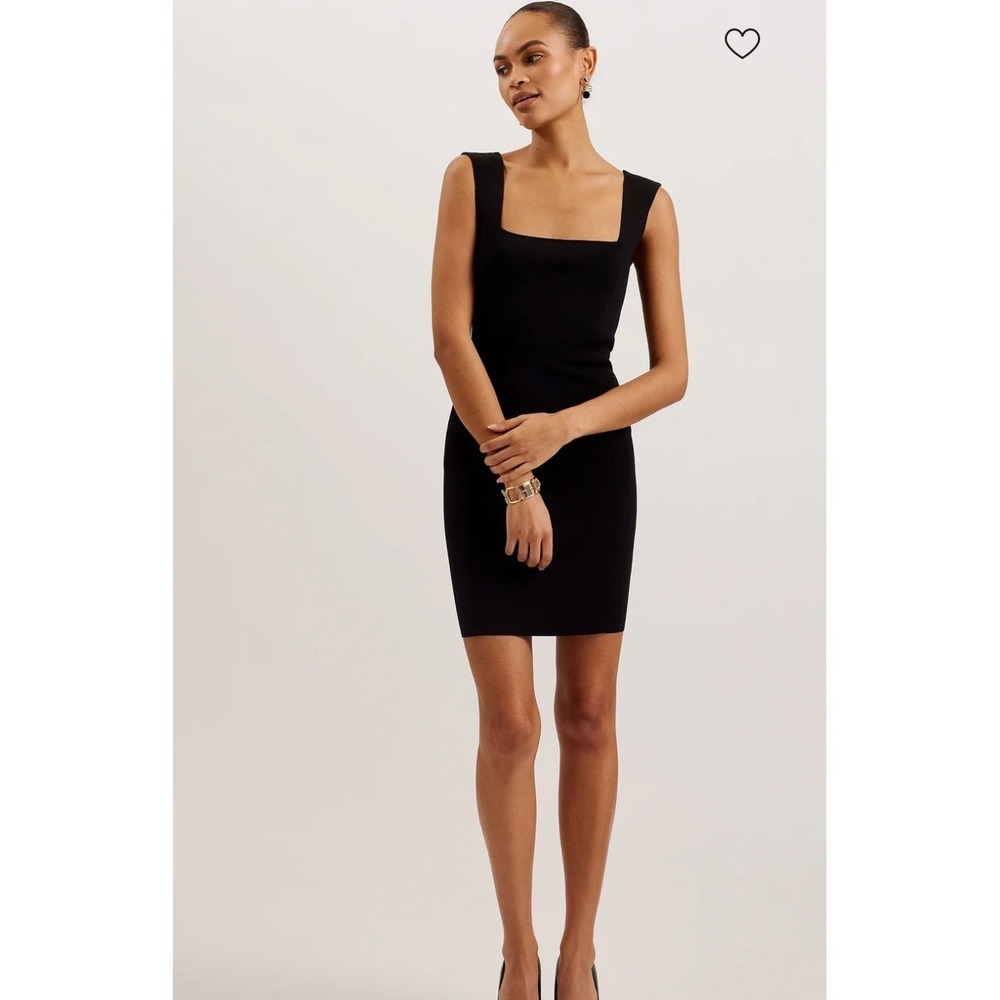 Ted Baker London Black Square Neck Sleeveless Sheath Mini Dress Size 2